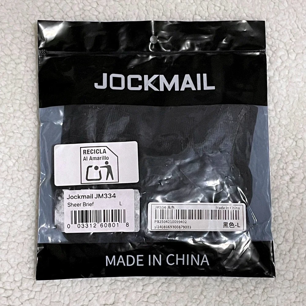 Jockmail Large (30-32) Mens Black Sheer Mesh Briefs Low Rise Underwear JM334 NEW